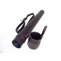 Plastic tube covered with cowhide leather fishing rod tube for fishing accessory